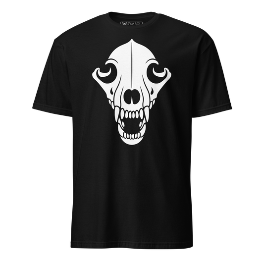 Wolf skull symbol in bold white on gothic black shirt from The Skull Series by Symbol Cult