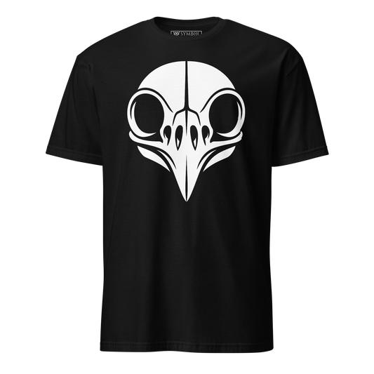 owl skull symbol in bold white on gothic black shirt from The Skull Series by Symbol Cult