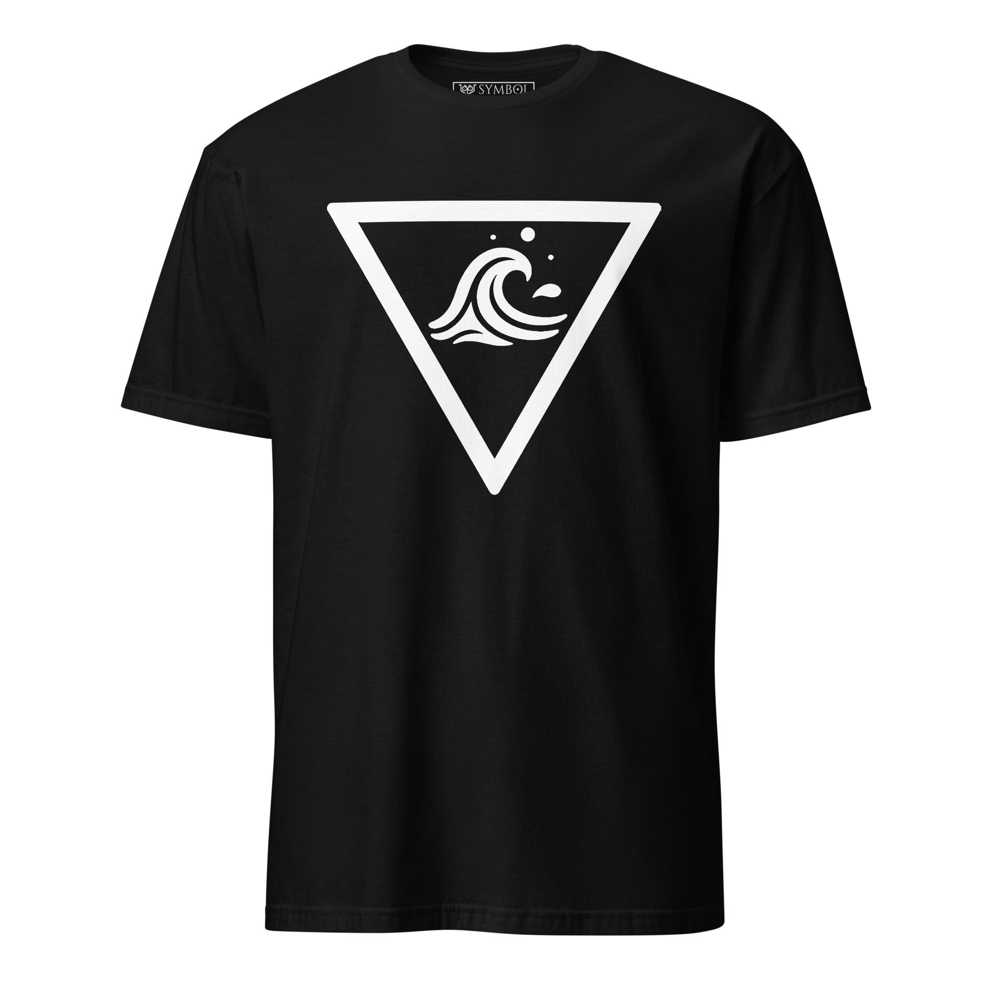 Water element symbol from The Alchemy Series in white on black occult t-shirt