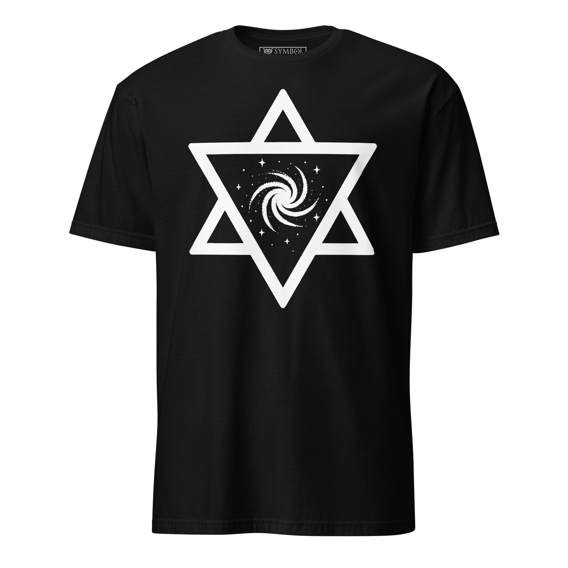 Aether element symbol from The Alchemy Series in white on black occult t-shirt